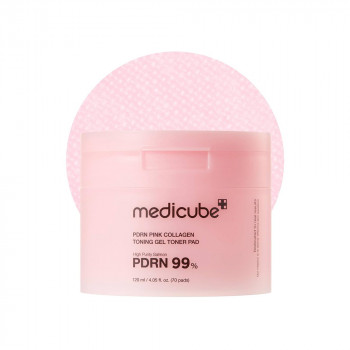 MEDICUBE Pdrn Pink Collagen Toning Gel Toner Pad 120ml / 72 pads 