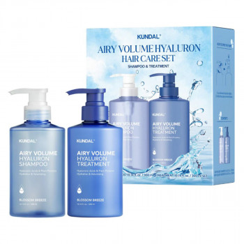 KUNDAL Airy Volume Hyaluron Shampoo 300ml+Treatment 300ml Blossom Breeze 