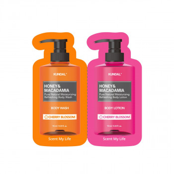 KUNDAL Sachet set Body Wash 10ml+Body Lotion 10ml Cherry Blossom 