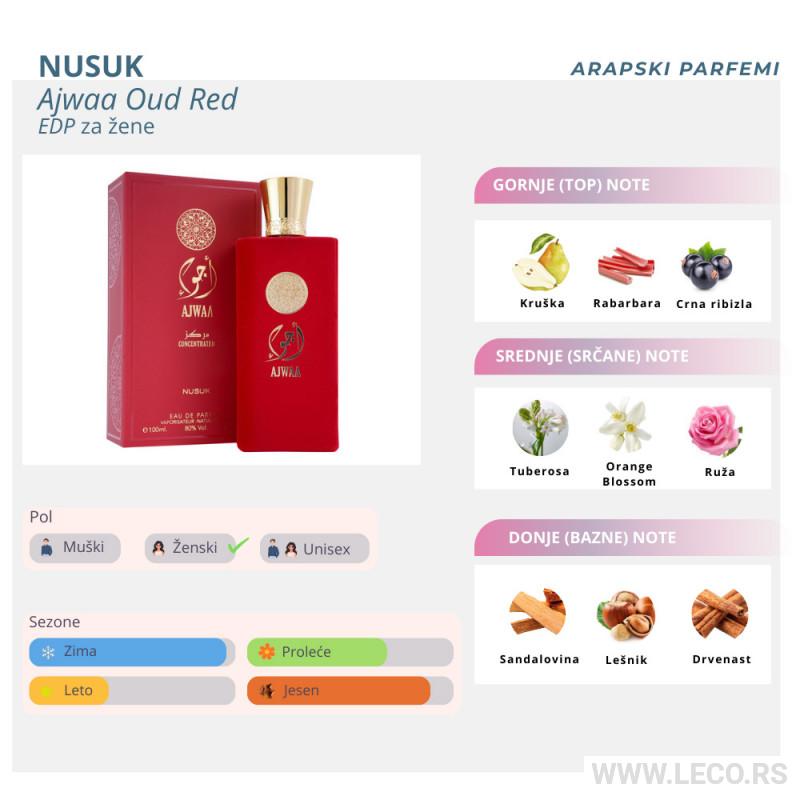 NUSUK Ajwaa Oud Red edp women 100ml 